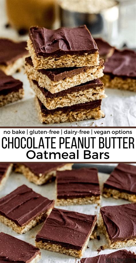 These simple 3 ingredient no bake peanut butter oat squares can be thrown together in minutes. No Bake Chocolate Peanut Butter Oatmeal Bars (gluten-free ...