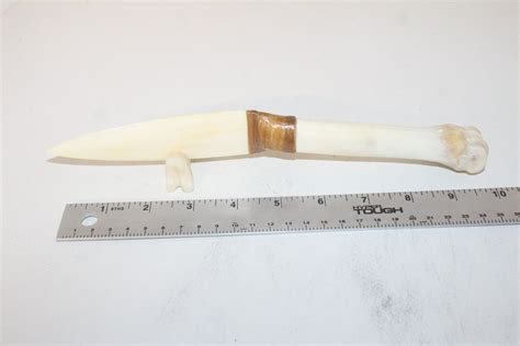 Deer Bone Handle Knife With Bone Blade 407 Ornamental Replica