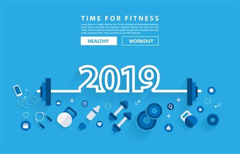 Premium Vector 2019 New Year Fitness Concept Workout Typography
