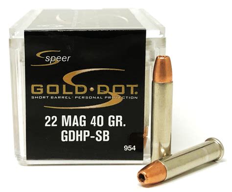 Speer 22 Magnum 22wmr 40 Grain Jhp 50 Rounds Gold Dot Hollow