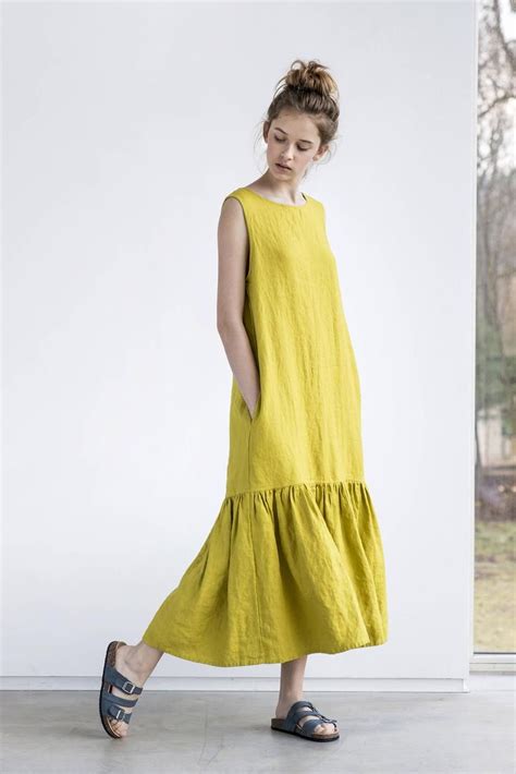 Linen Maxi Dress Linen Dresses Linen Clothes Dress Skirt Casual