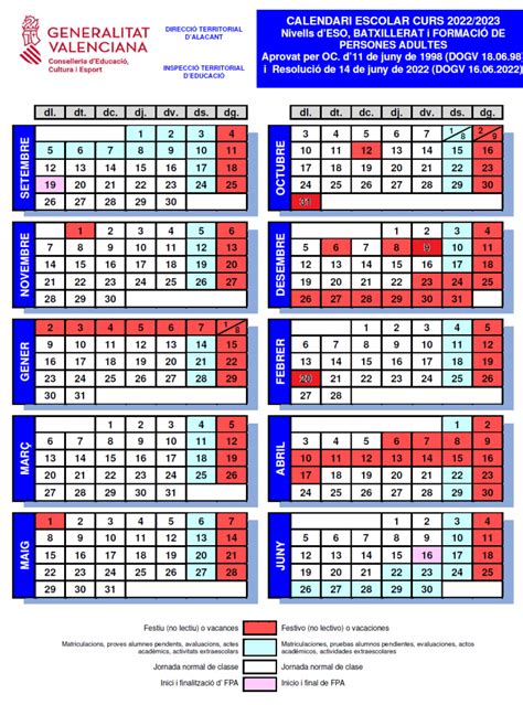 Calendario Escolar 2022 23 Colegio Diocesano Oratorio Festivo