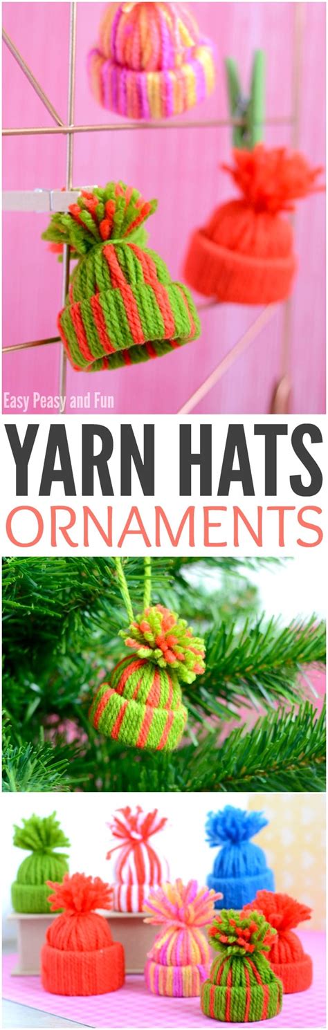 Mini Yarn Hats Ornaments Diy Christmas Ornaments Easy