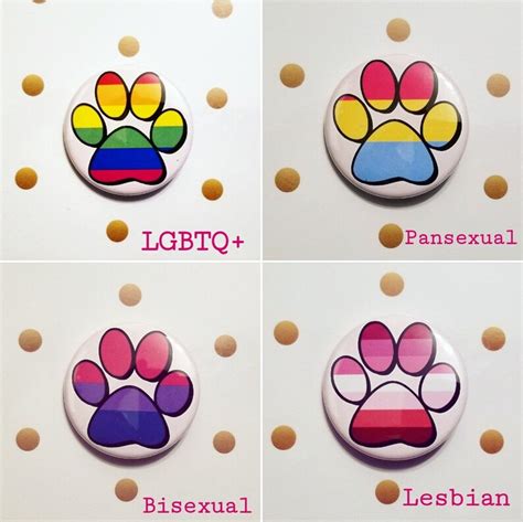 Pride Paw Button Badges Lgbtq Pansexual Asexual Bisexual Etsy
