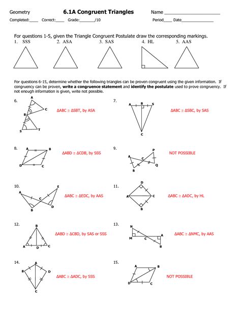Determining whether two triangles are congruent and finding the reason. triangle congruence worksheet - Google Search | Congruent ...