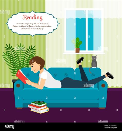 Woman With Book On Sofa Young Girl Reading Book Relaxing At Home
