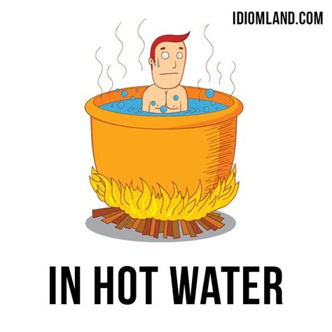 hello everybody 😊 our idiom of the day is “in hot water“ which means “in trouble “ originated