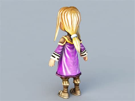 Blonde Anime Girl Character 3d Model 3ds Max Files Free Download