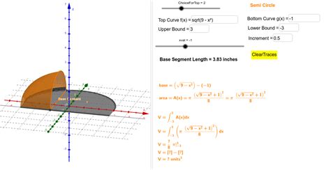 Solids With Known Cross Sections Project Geogebra