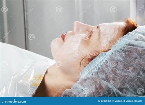 Redhead With Massage Cream On The Face Stock Image Image Of Patient
