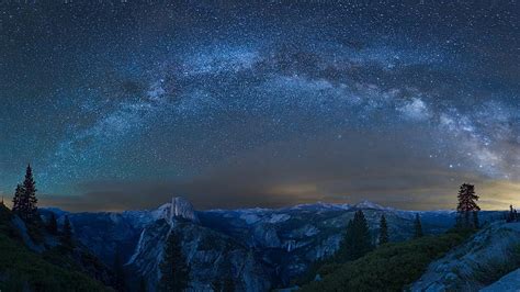 Milky Way California Mountains Yosemite National Park Glacier Point