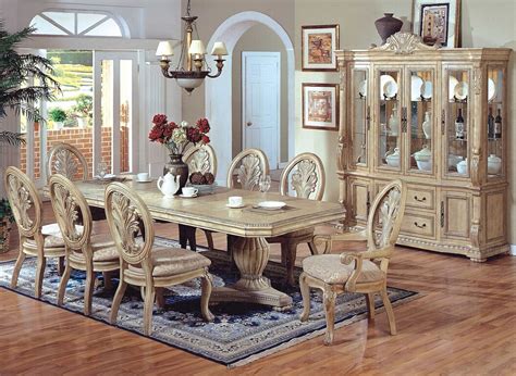 Get 5% in rewards with club o! 7 pc Hampton II antique white wash finish wood double pedestal dining table set with carv ...
