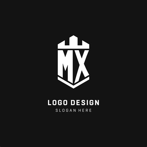 Mx Monogram Logo Initial With Crown And Shield Guard Shape Style