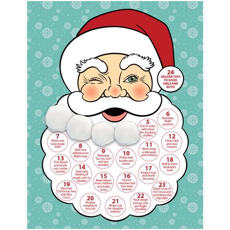 Santa Advent Calendar Printable Christmas Countdown Calendar Etsy