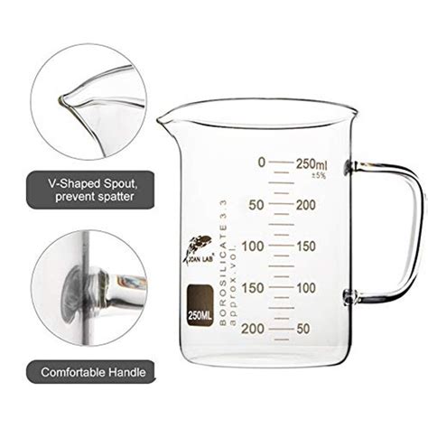 Joanlab Glass Beaker With Handle Measuring Cup Beaker Mug With Pouring Spout Graduated 500ml