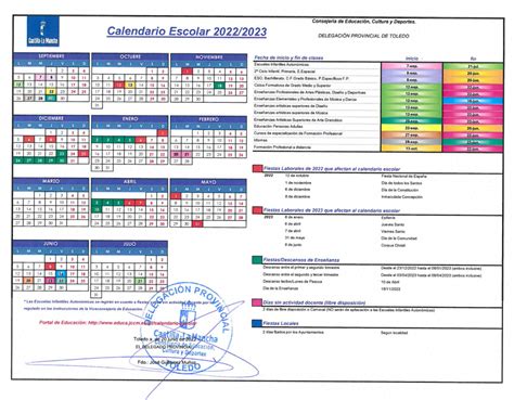 Calendario Escolar Del Curso 2022 23 Colegio Divina Pastora Toledo