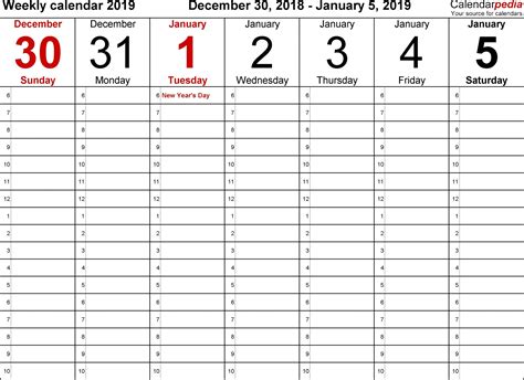 5 Day Week Blank Calendar With Time Slots Printable Calendar Template