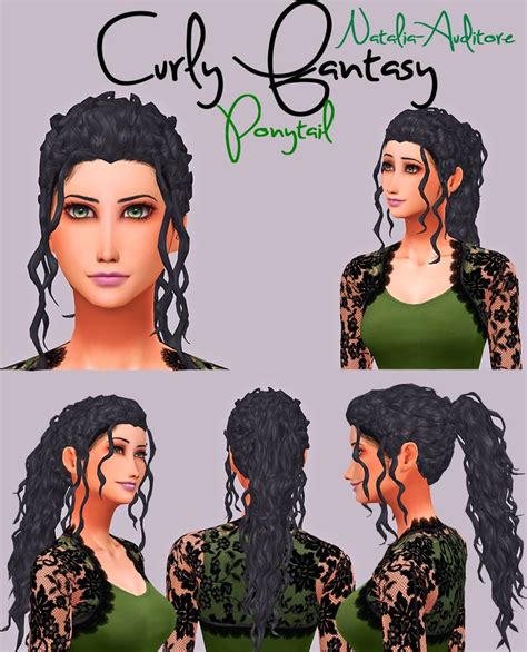 Curly Fantasy Ponytail Natalia Auditore On Patreon Sims 4 Sims 4