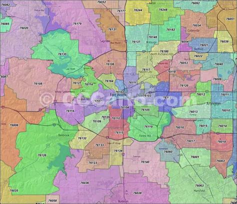 Zip Code Map Tarrant County Map Vector