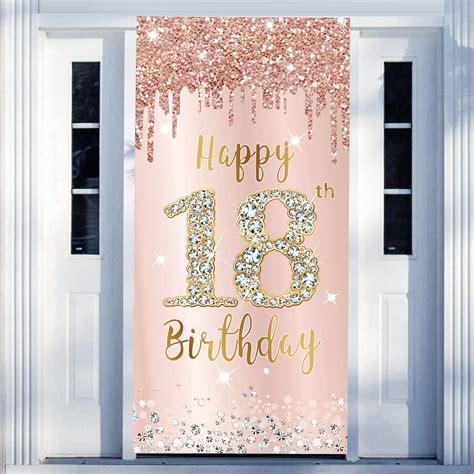 Buy Happy 18th Birthday Door Banner Backdrop Decorations For Girls