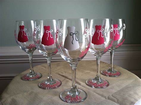 6 Personalized Bride And Bridesmaid Wine Glasses