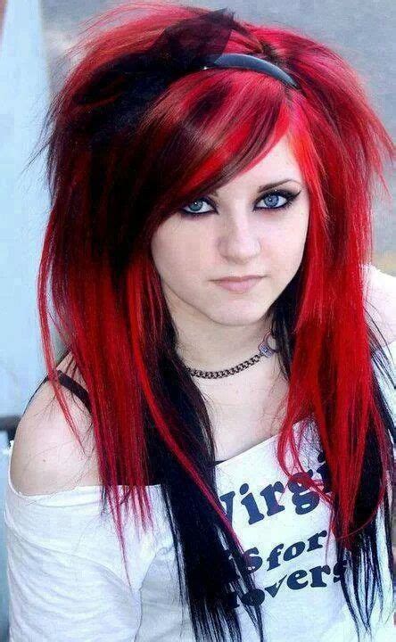 Emo red and black hair. emo girl red and black hair (With images) | Hair color for ...