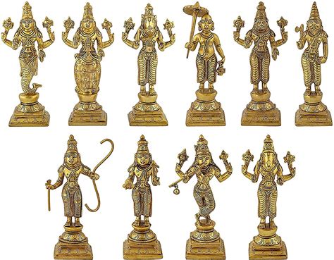 Vishnu Dashavatara In Brass Brass Lord Vishnu Dashavatar Ten