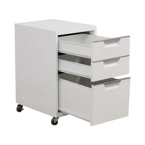 Mobile vertical file cabinet with two box drawers and one file drawer to fit letter or legal sized files (files not included). 88% OFF - CB2 CB2 TPS White 3-Drawer Filing Cabinet / Storage