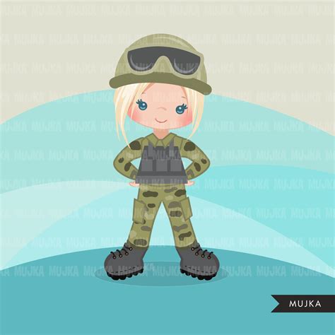Female Soldier Army Clipart Little Soldier Patriot Girl Graphics