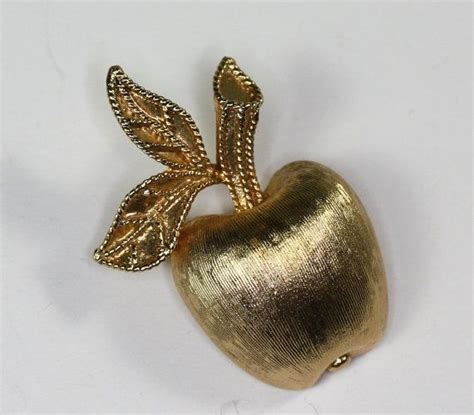 Gold Tone Brushed Finish Gilded Apple Pin From Avon Is One Of The