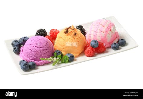 Assorted Fruit Flavored Ice Cream Stock Photo Alamy