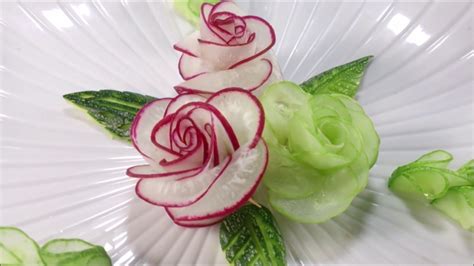 Red Radish Rose Carving Garnish How To Make Radish Flower Youtube