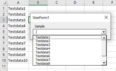 Vba How To Populate Combobox Dropdown In Userform From Excel Data Stack Overflow