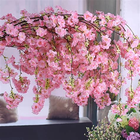 artificial silk fake flowers cherry blossom floral wedding bouquet party decor classic fashion