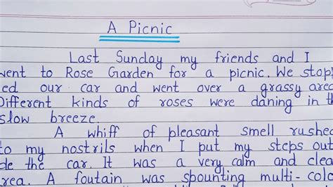 Write An Essay On A Picnic In English Paragraph On A Picnic In