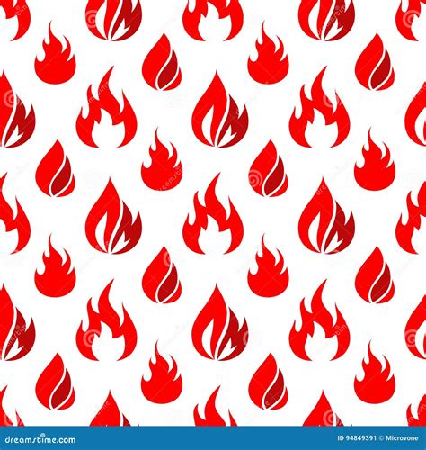 Red Fire Seamless Pattern Design Flame Seamless Texture Stock Vector