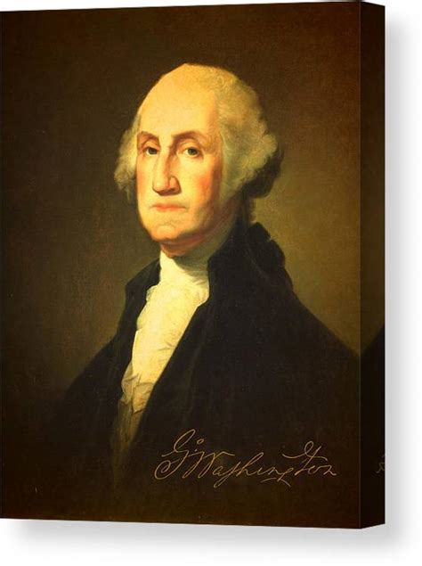 President George Washington Portrait And Signature Canvas Print