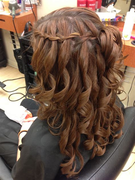 waterfall braid on each side to meet in middle at back with curls waterfall braid cute