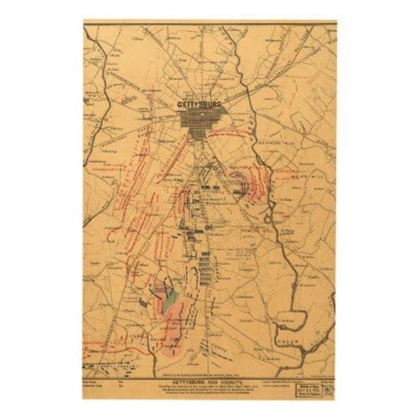 Gettysburg And Vicinity Troop Positions July 3 1863 Wood Wall Decor