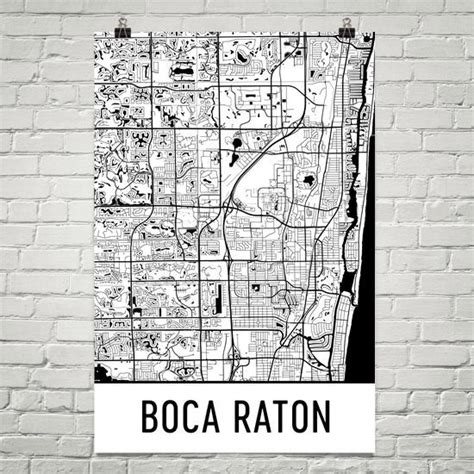 Boca Raton Fl Street Map Poster Wall Print By Modern Map Art
