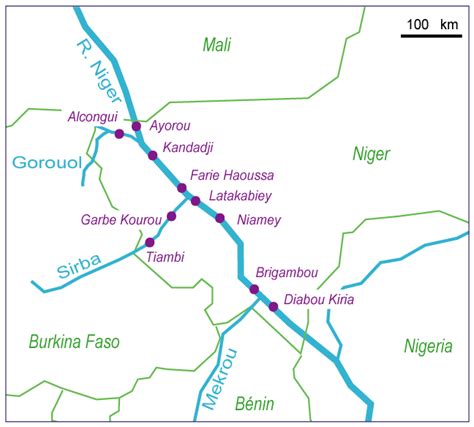 Map Of Niger River Middle Reach And Its Main Tributaries Location Of