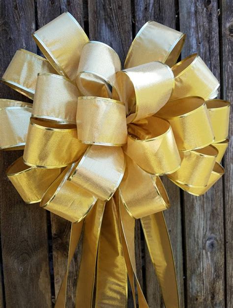 Golden Christmas Tree Topper Bow Gold Bows Xxxl Bow Home Etsy