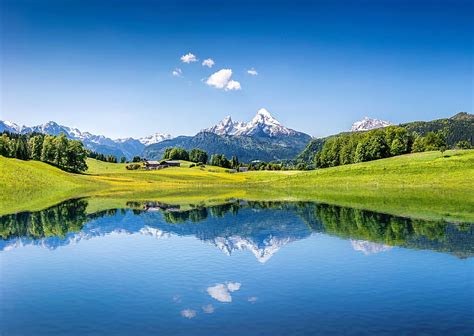 Alpes Autriche Herbe Lac Montagnes Nature Paysages Fond Décran