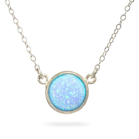 Blue Opal Pendant Necklaceopal Silver Necklacegemstone Etsy Uk
