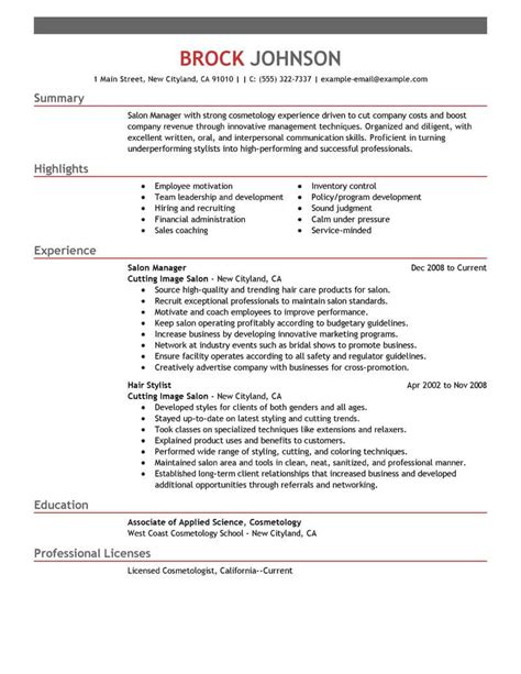 This is the preferred format of most employers the beautician cv sample uses five for each job, providing an effective compromise between too long and too short. Best Salon Manager Resume Example | LiveCareer