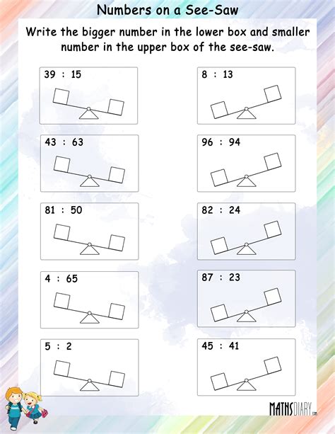 Bigger And Smaller Number On A See Saw Math Worksheets