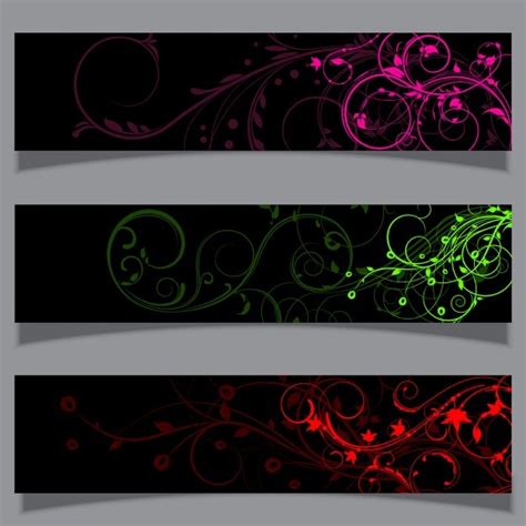 Free Vector Three Banners With Floral Shapes