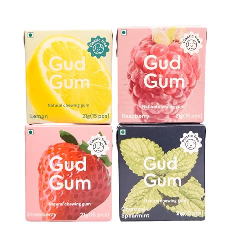 Buy Gud Gum Natural Plastic Free Chewing Gum Raspberry Lemon