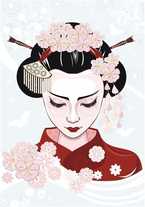 Geisha Modern Stock Vector Illustration Of Beautiful 15591543