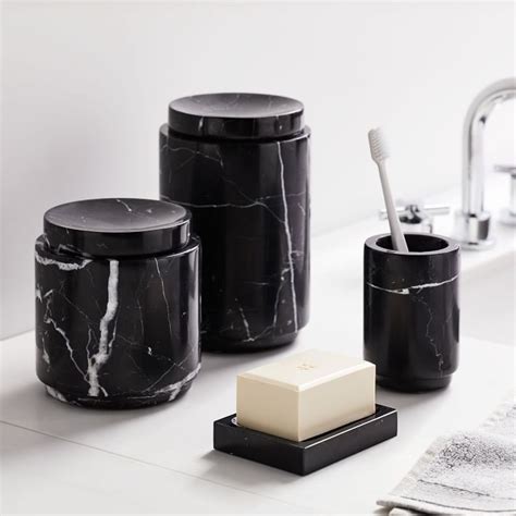 First, straighten up the vanity with sink accessories: Black Marble Bath Accessories | Черный мрамор, Черные ванные